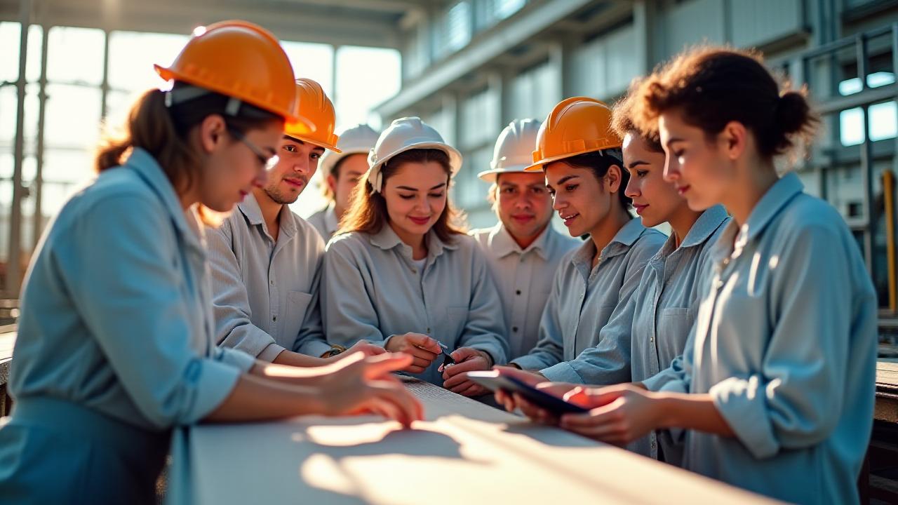 Hands-on textile training session in a modern weaving facility